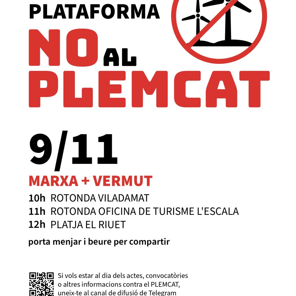 Presentació Plataforma NO AL PLEMCAT: Marxa+Vermut